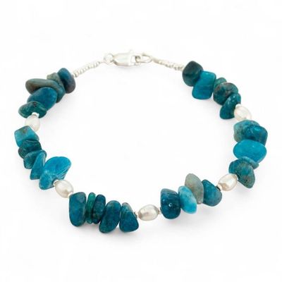 Alternate image for Ocean-Inspired Cultured Pearl and Apatite Beaded Bracelet Seas of Lima
