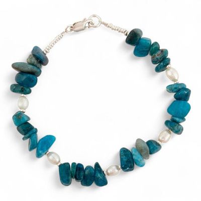 Alternate image for Ocean-Inspired Cultured Pearl and Apatite Beaded Bracelet Seas of Lima
