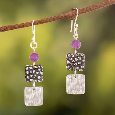 Alternate image for Natural Amethyst Beads and Sterling Silver Dangle Earrings Wise Root
