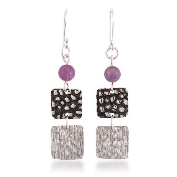 Alternate image for Natural Amethyst Beads and Sterling Silver Dangle Earrings Wise Root