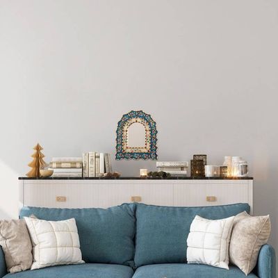 Alternate image for Bronze-Gilded Reverse-Painted Glass Floral Wall Mirror Blooming Arrangement