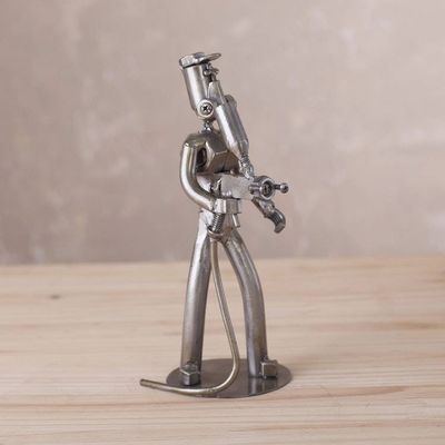 Alternate image for Recycled Auto Part Sculpture of a Painter from Peru Fresh Coat