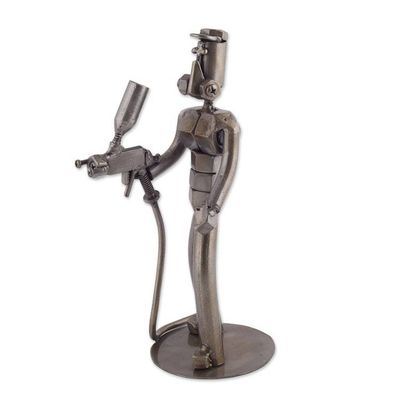 Alternate image for Recycled Auto Part Sculpture of a Painter from Peru Fresh Coat