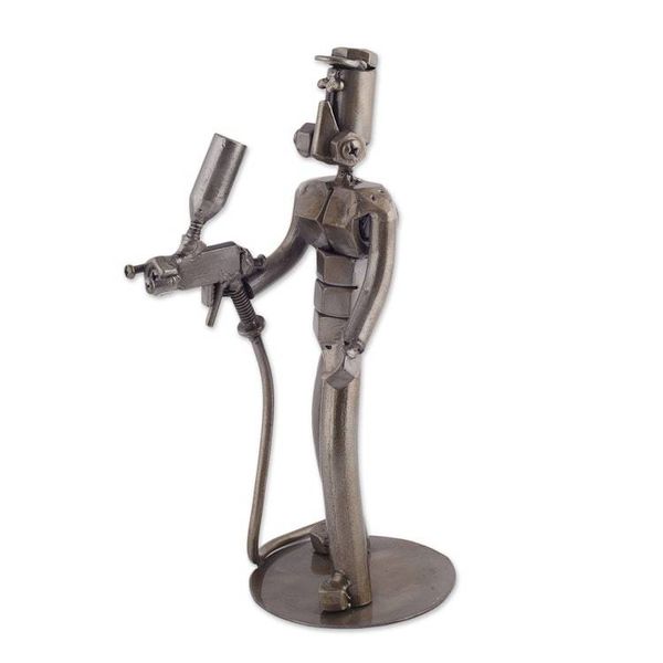 Alternate image for Recycled Auto Part Sculpture of a Painter from Peru Fresh Coat