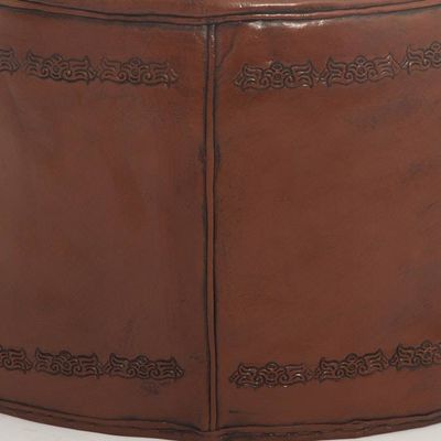 Alternate image for Colonial Leather Pouf Ottoman Cover Spanish Elegance