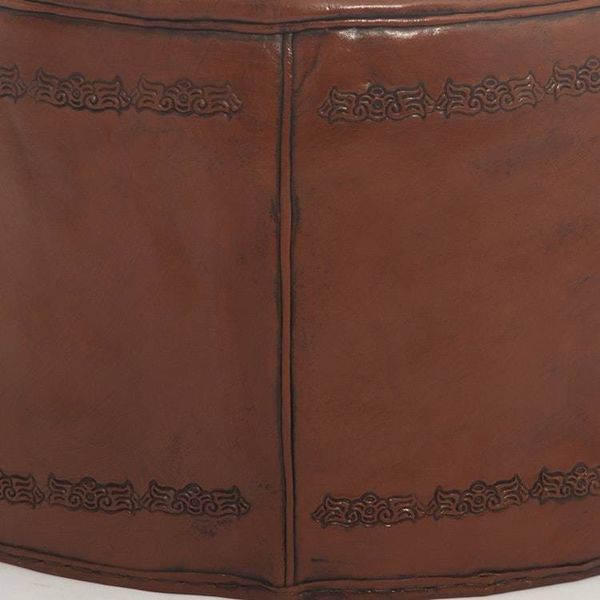 Alternate image for Colonial Leather Pouf Ottoman Cover Spanish Elegance