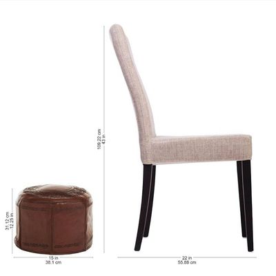 Alternate image for Colonial Leather Pouf Ottoman Cover Spanish Elegance