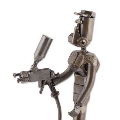 Alternate image for Recycled Auto Part Sculpture of a Painter from Peru Fresh Coat
