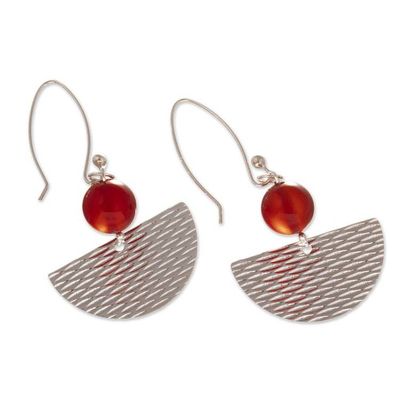 Alternate image for Modern Carnelian and Sterling Silver Dangle Earrings Sunset Vibe