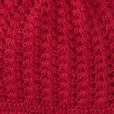 Alternate image for Hand-Crocheted Crimson Alpaca Cozy Winter Hat Crimson Stars Align