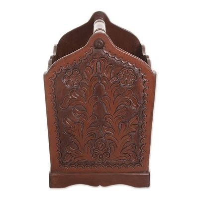 Alternate image for Wood and Leather Magazine Rack Iquilla