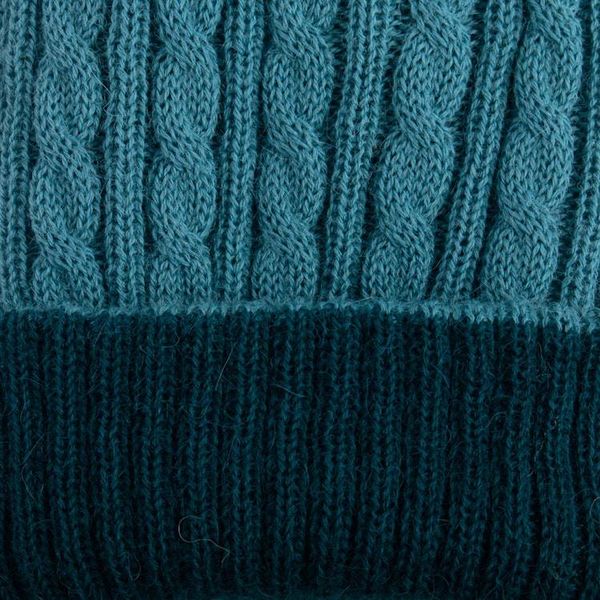 Alternate image for Reversible 100 Alpaca Cable Knit Hat in Teal and Green Warm and Soft