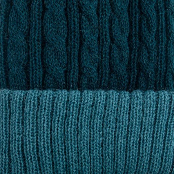 Alternate image for Reversible 100 Alpaca Cable Knit Hat in Teal and Green Warm and Soft