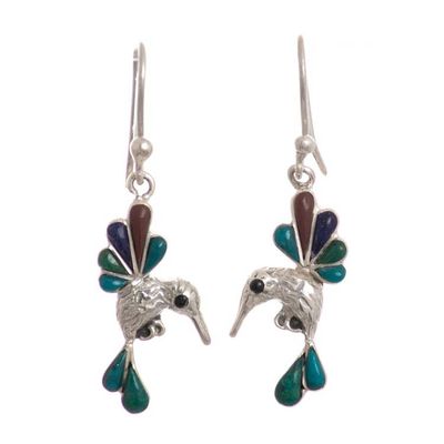 Alternate image for Gemstone Combo Hummingbird Dangle Earrings from Peru Rainbow Hummingbirds
