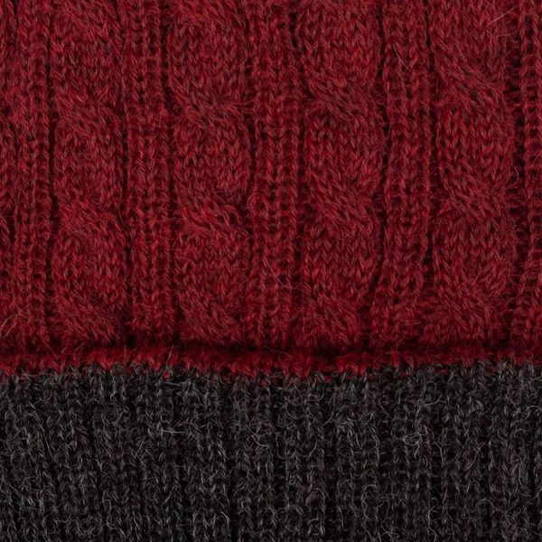 Alternate image for Reversible 100 Alpaca Cable Knit Hat in Red and Grey Warm and Vibrant
