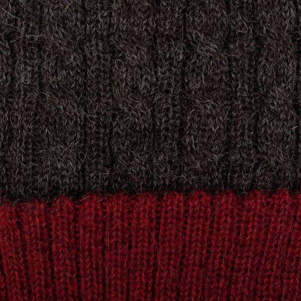 Alternate image for Reversible 100 Alpaca Cable Knit Hat in Red and Grey Warm and Vibrant