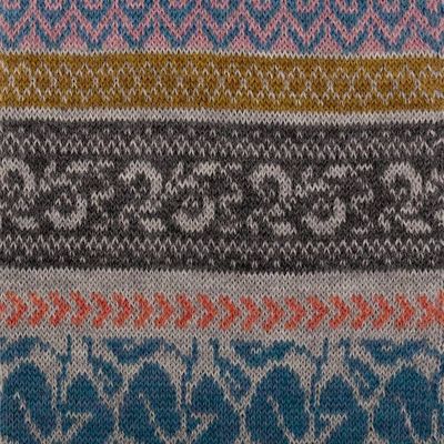 Alternate image for Patterned Multicolor 100 Alpaca Scarf Handwoven in Peru Wintry Petals