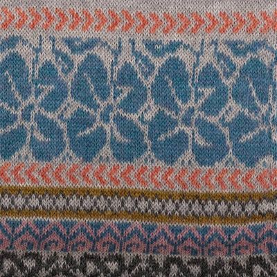 Alternate image for Patterned Multicolor 100 Alpaca Scarf Handwoven in Peru Wintry Petals