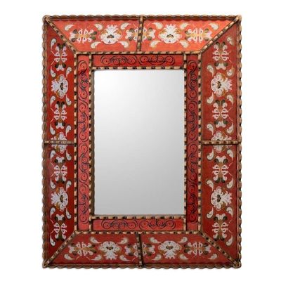 Alternate image for Colonial Era Inspired Wall Mirror with Red Frame from Peru Red Colonial Garden