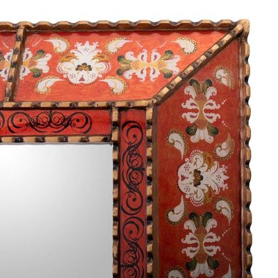 Alternate image for Colonial Era Inspired Wall Mirror with Red Frame from Peru Red Colonial Garden