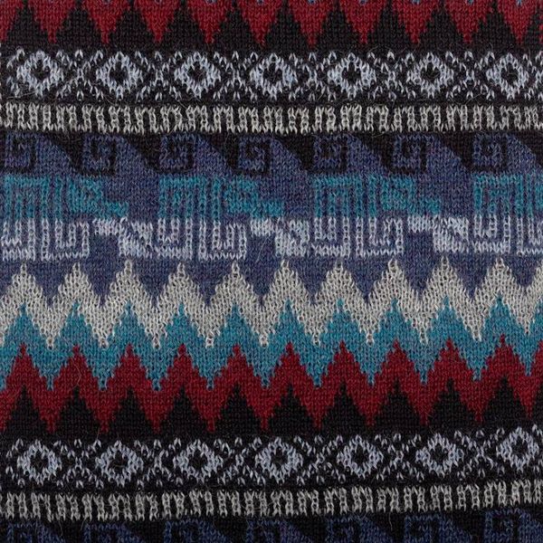 Alternate image for Handwoven Soft 100 Baby Alpaca Scarf in Blue and Red Hues Breeze of the Andes