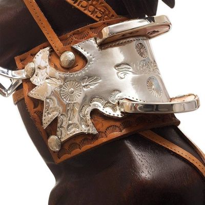 Alternate image for Cedar Wood Horse Sculpture With Leather Details From Peru Wild Horse