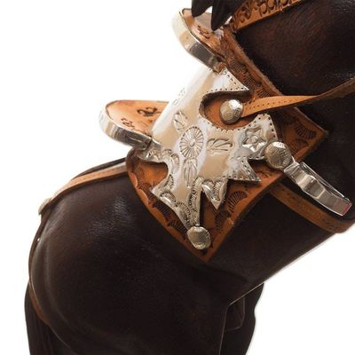 Alternate image for Cedar Wood Horse Sculpture With Leather Details From Peru Wild Horse