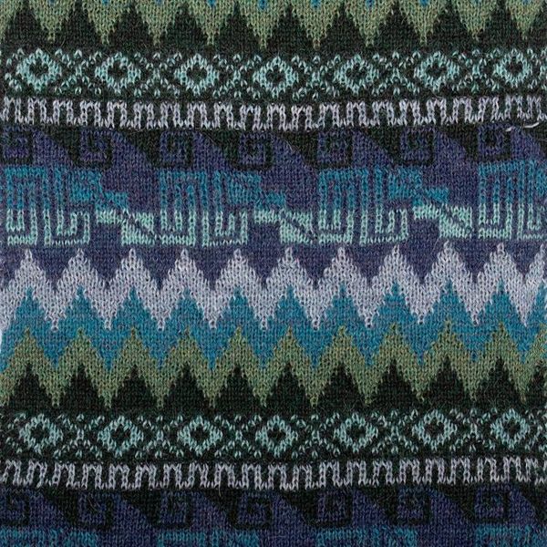 Alternate image for Artisan-Made Soft 100 Baby Alpaca Scarf in Blue and Green Leaves of the Andes