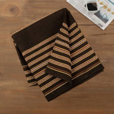 Alternate image for Handloomed Brown and Yellow Alpaca Blend Throw Blanket Huanca Triumph