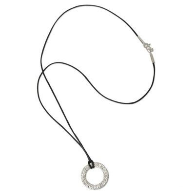 Alternate image for Textured Sterling Silver Circle Pendant Necklace Continuity