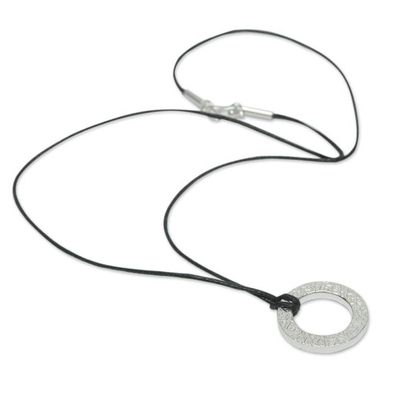Alternate image for Textured Sterling Silver Circle Pendant Necklace Continuity