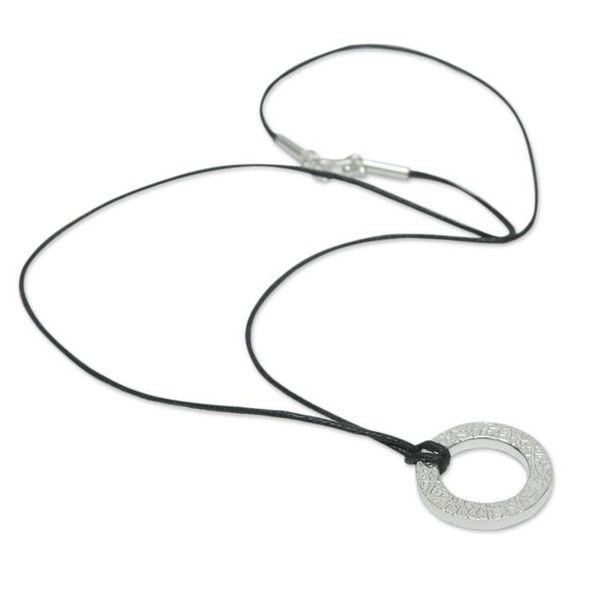 Alternate image for Textured Sterling Silver Circle Pendant Necklace Continuity