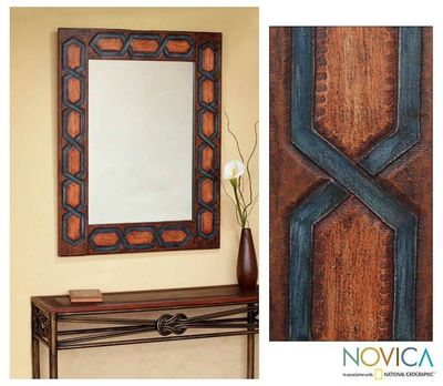 Primary image for Artisan Crafted Geometric Leather Mirror Helix