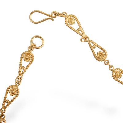 Alternate image for Handmade 21K Gold Plated Link Chain Necklace Spiral Teardrops