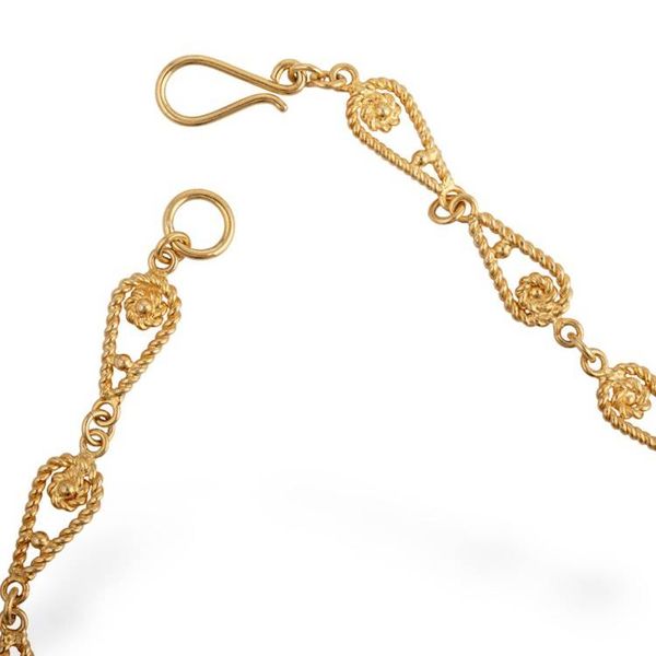 Alternate image for Handmade 21K Gold Plated Link Chain Necklace Spiral Teardrops