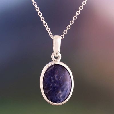 Alternate image for Silver Pendant Necklace with Natural Sodalite Gemstone Naturally Stunning
