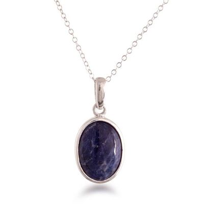 Alternate image for Silver Pendant Necklace with Natural Sodalite Gemstone Naturally Stunning