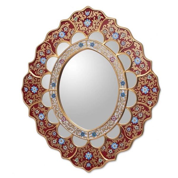 Alternate image for Unique Reverse Painted Glass Mirror from Peru Golden Rays