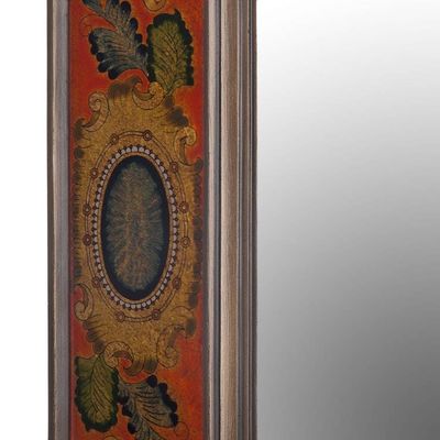 Alternate image for Floral Reverse Painted Glass Mirror in Scarlet from Peru Floral Medallions in Scarlet