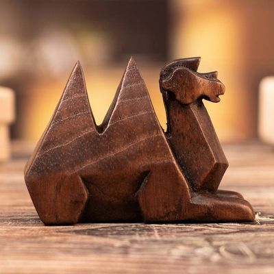 Alternate image for Modern Minimalist Camel Figurine Carved by Hand in Cedarwood Child of the Sun