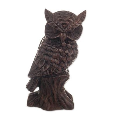 Alternate image for Hand-Carved Cedarwood Figurine with Owl Motif from Peru Wings of Mystery