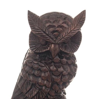 Alternate image for Hand-Carved Cedarwood Figurine with Owl Motif from Peru Wings of Mystery