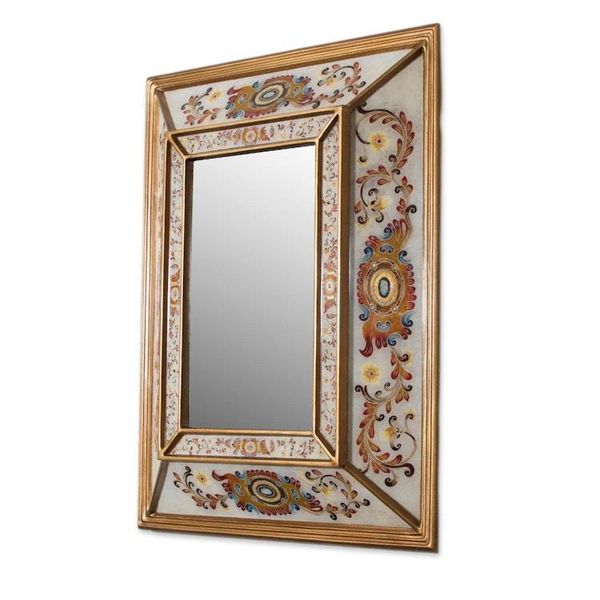 Alternate image for Floral Reverse-Painted Glass Wall Mirror from Peru Regal Majesty
