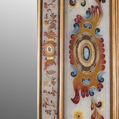 Alternate image for Floral Reverse-Painted Glass Wall Mirror from Peru Regal Majesty