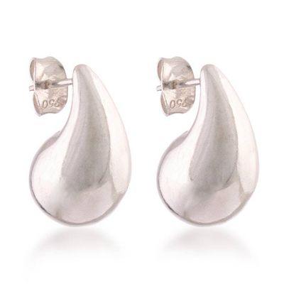 Alternate image for High-Polished Drop-Shaped Sterling Silver Button Earrings Ethereal Tide