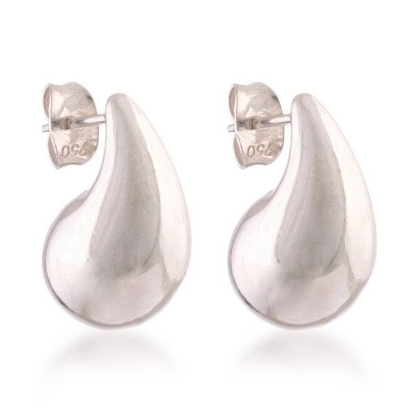 Alternate image for High-Polished Drop-Shaped Sterling Silver Button Earrings Ethereal Tide