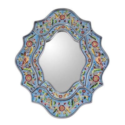 Alternate image for Artisan Made Reverse Painted Glass Wall Mirror Blue Sky