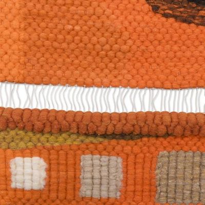 Alternate image for Handwoven Earth-Tone Abstract Wool Tapestry from Peru Mountain Abstraction