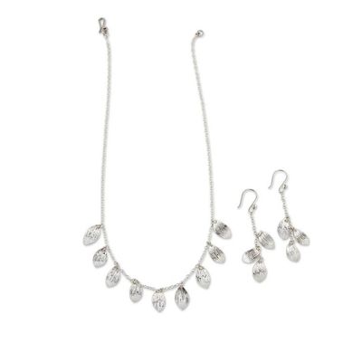 Alternate image for Artisan Crafted Silver Necklace and Earrings Jewelry Set Forest Rain