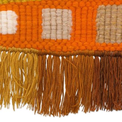 Alternate image for Handwoven Earth-Tone Abstract Wool Tapestry from Peru Mountain Abstraction